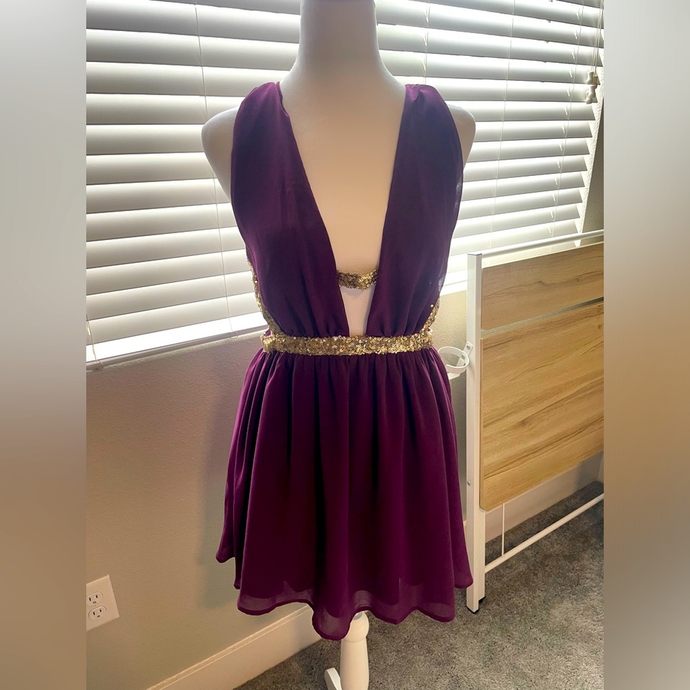 Purple Chiffon Mini Dress